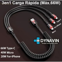 Cable USB de Carga vRápida 3 en 1: Micro USB, IPHONE y Tipo C
